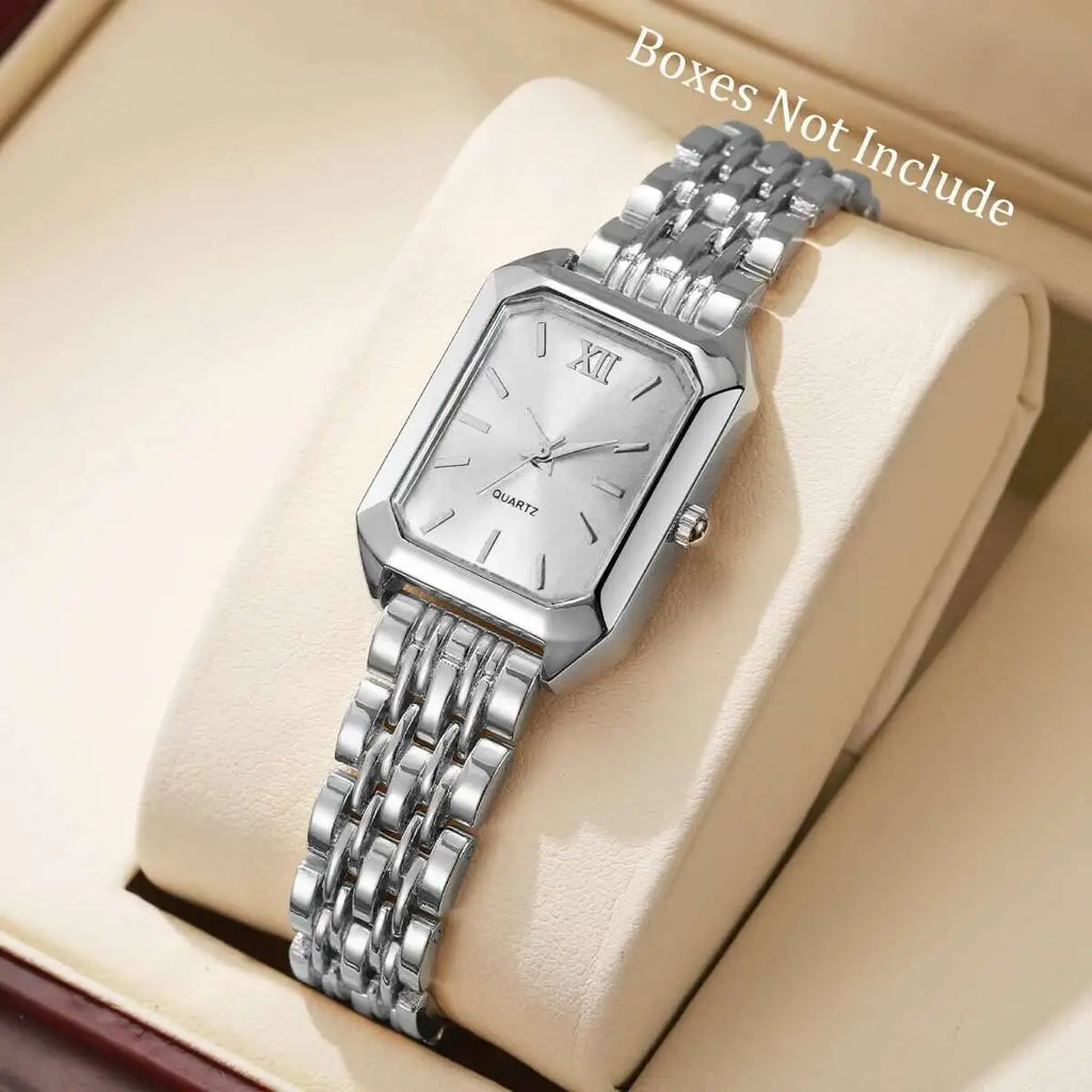 Aurajutt Rectangle Quartz Watch – Women's Elegant Alloy