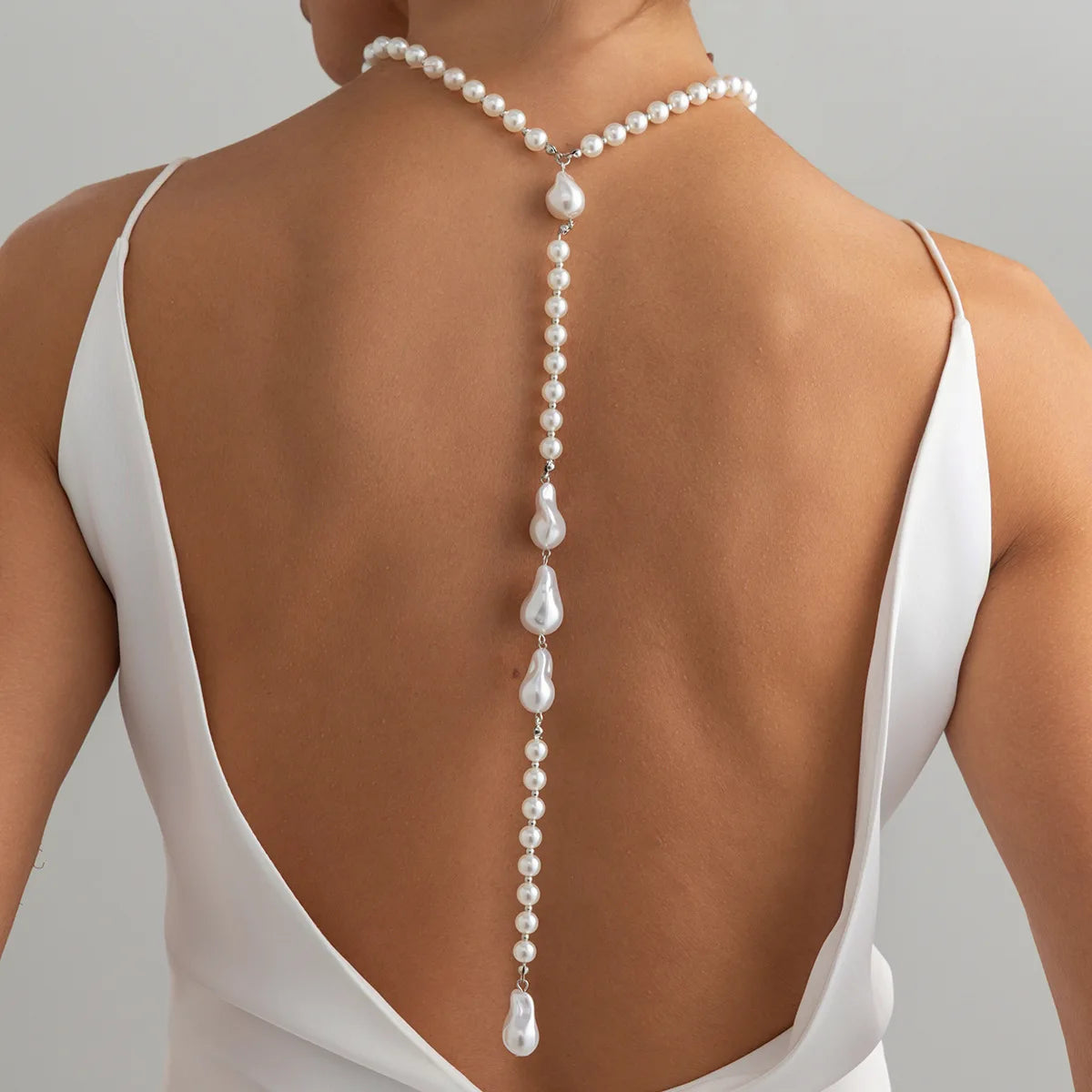 Elegant Pearl Backdrop Body Chain French Style Necklace