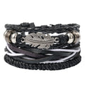 Leather Bracelet For Men New Style Stylish Leather Bracelets Men’S, Retro Leaf Woven Leather Rope, Punk Combination Bracelets