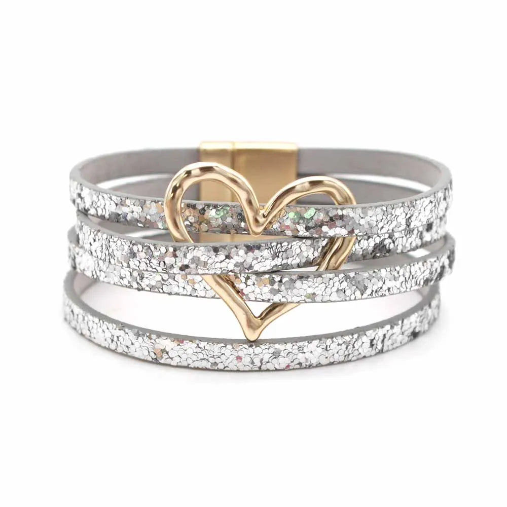 Leather Bracelets For Women 2024 Fashion Bracelets & Bangles Elegant Multilayer Wide Wrap Bracelet Female Jewelry Gift