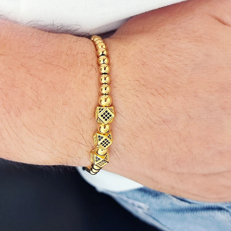 Luxury  Roal Rafa Man Bracelet For Women Stainless Steel Beaded Hand Jewelry Couple Gift