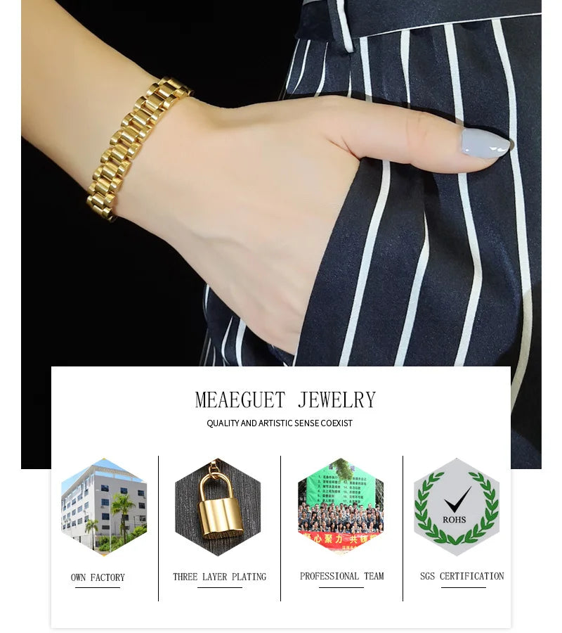 Luxury Presidential Chain Bracelet For Women Men, Stainless Steel Watch Brand Link Fashion Wrist 16cm/18cm/21cm