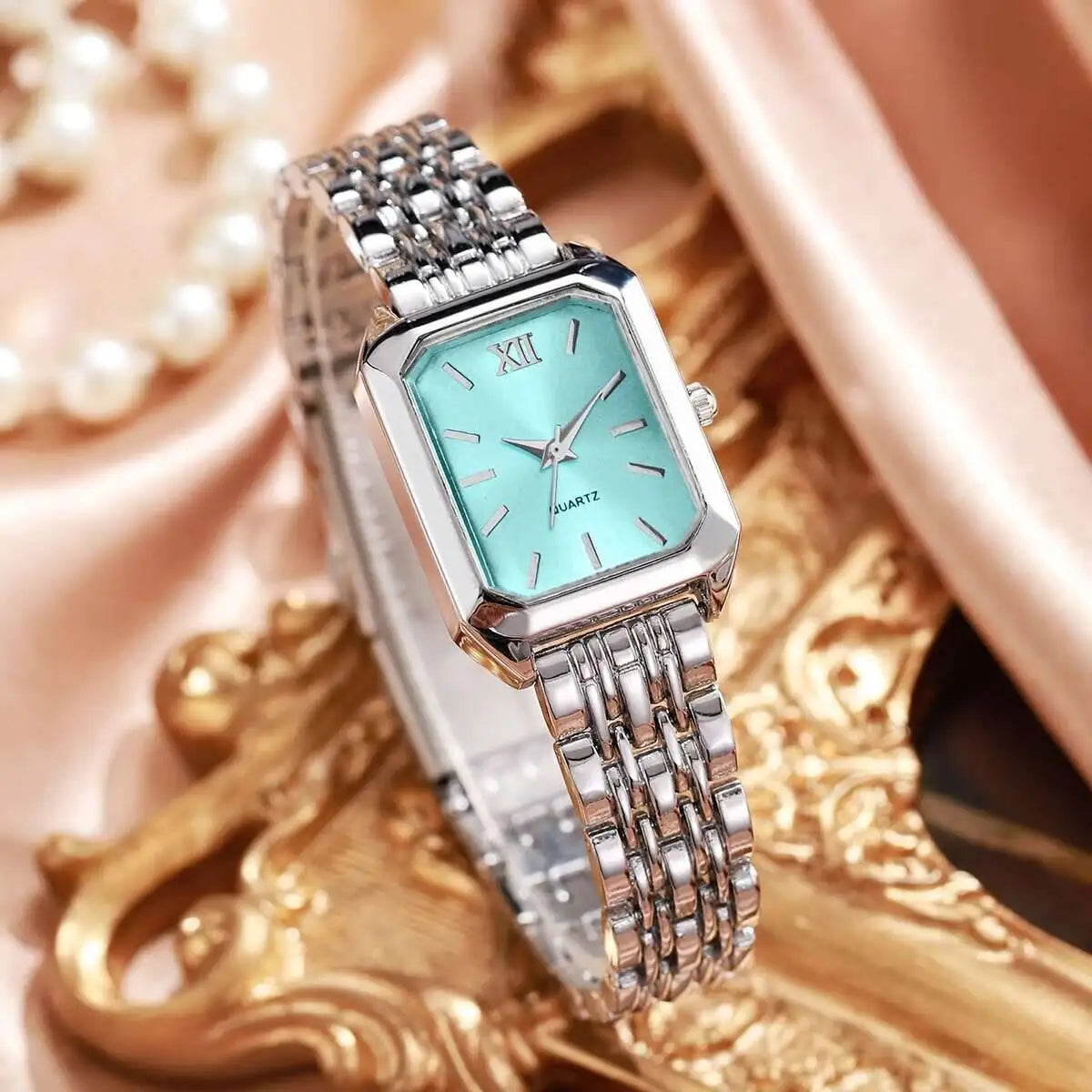 Aurajutt Rectangle Quartz Watch – Women's Elegant Alloy