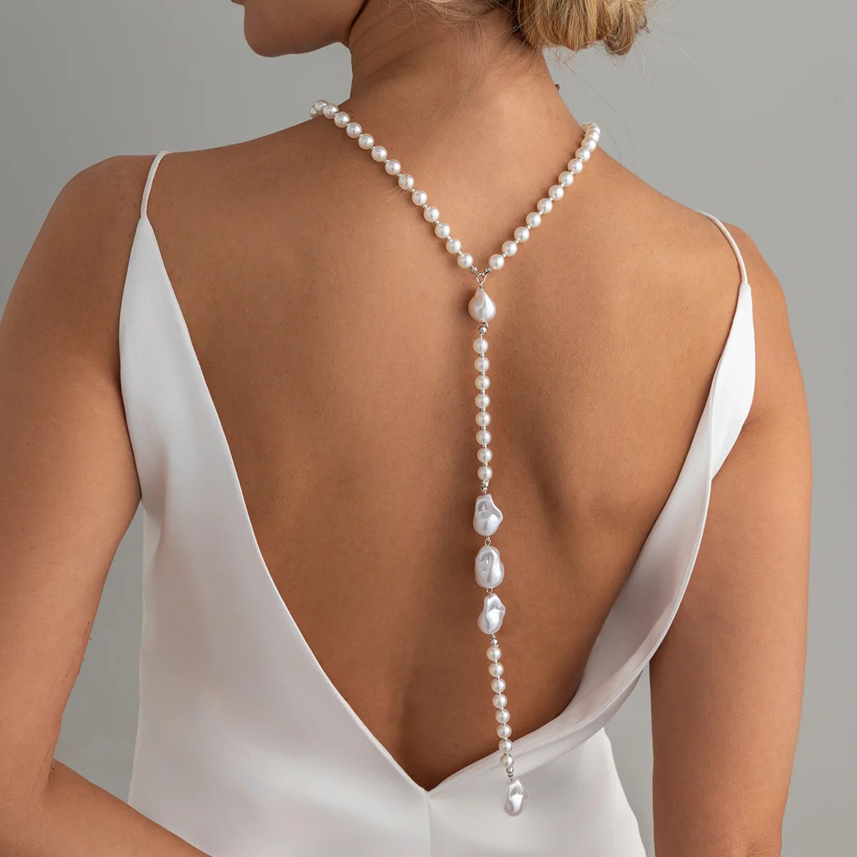 Elegant Pearl Backdrop Body Chain French Style Necklace