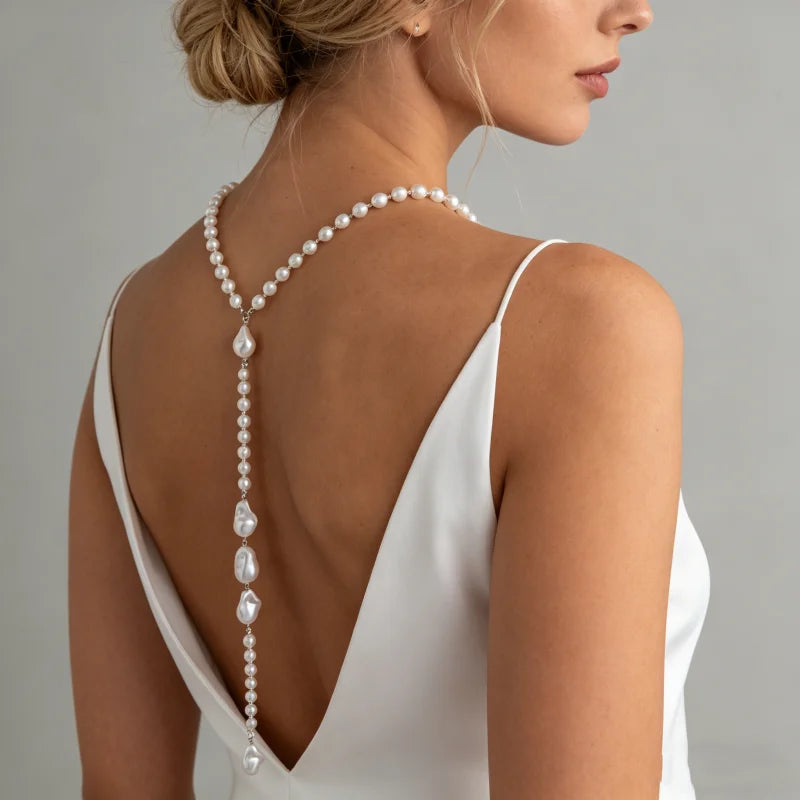 Elegant Pearl Backdrop Body Chain French Style Necklace