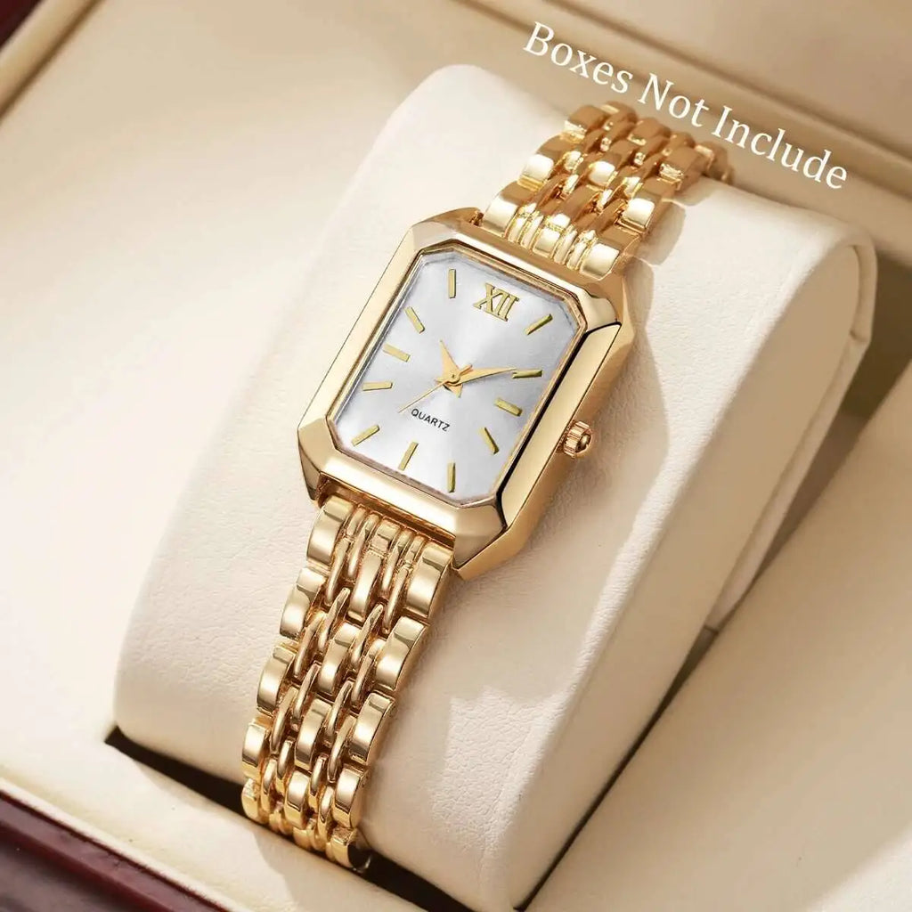 Aurajutt Rectangle Quartz Watch – Women's Elegant Alloy