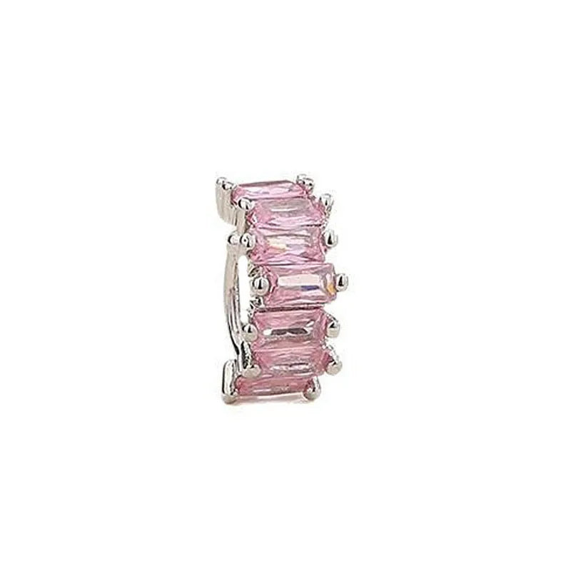A Girl 1Pcs Irregular Square Zircon Ear Clip Earrings for Women Geometry Ear Cuff Party Fashion Silver Color Jewelry Gifts