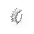 A Girl 1Pcs Irregular Square Zircon Ear Clip Earrings for Women Geometry Ear Cuff Party Fashion Silver Color Jewelry Gifts