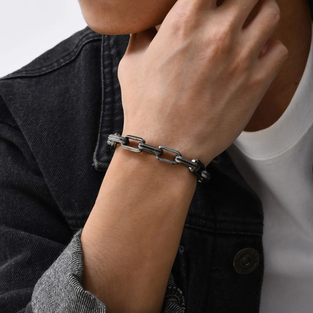 Vintage Chain Bracelets for Men Boys,Byzantine Stainless Steel Braided Link Wristband,Retro Jewelry Birthday Father Gifts