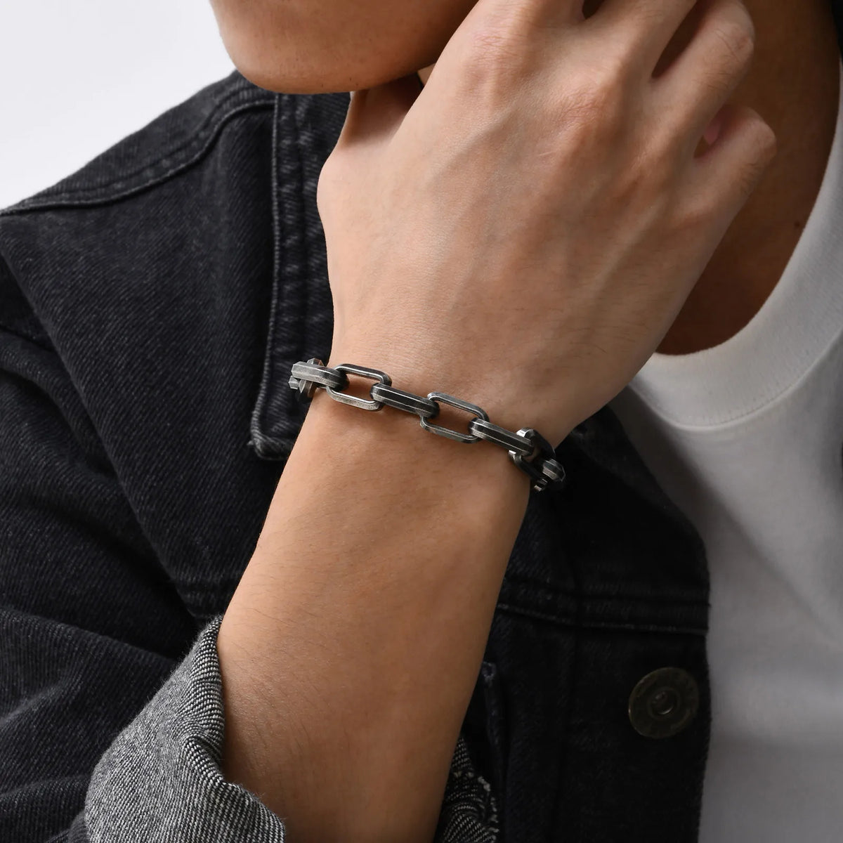 Vintage Chain Bracelets for Men Boys,Byzantine Stainless Steel Braided Link Wristband,Retro Jewelry Birthday Father Gifts