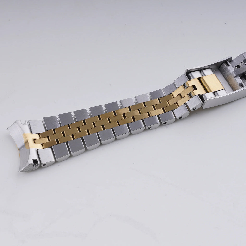 Rolamy 22mm Solid CurvedEnd Middle gold Stainless Steel Jubilee WatchBand Strap Luxury Bracelets For Casio MDV-106B MDV106G