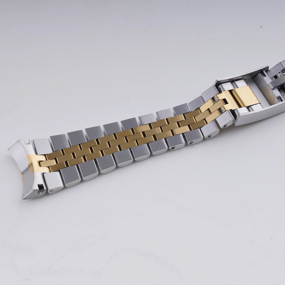 Rolamy 22mm Solid CurvedEnd Middle gold Stainless Steel Jubilee WatchBand Strap Luxury Bracelets For Casio MDV-106B MDV106G