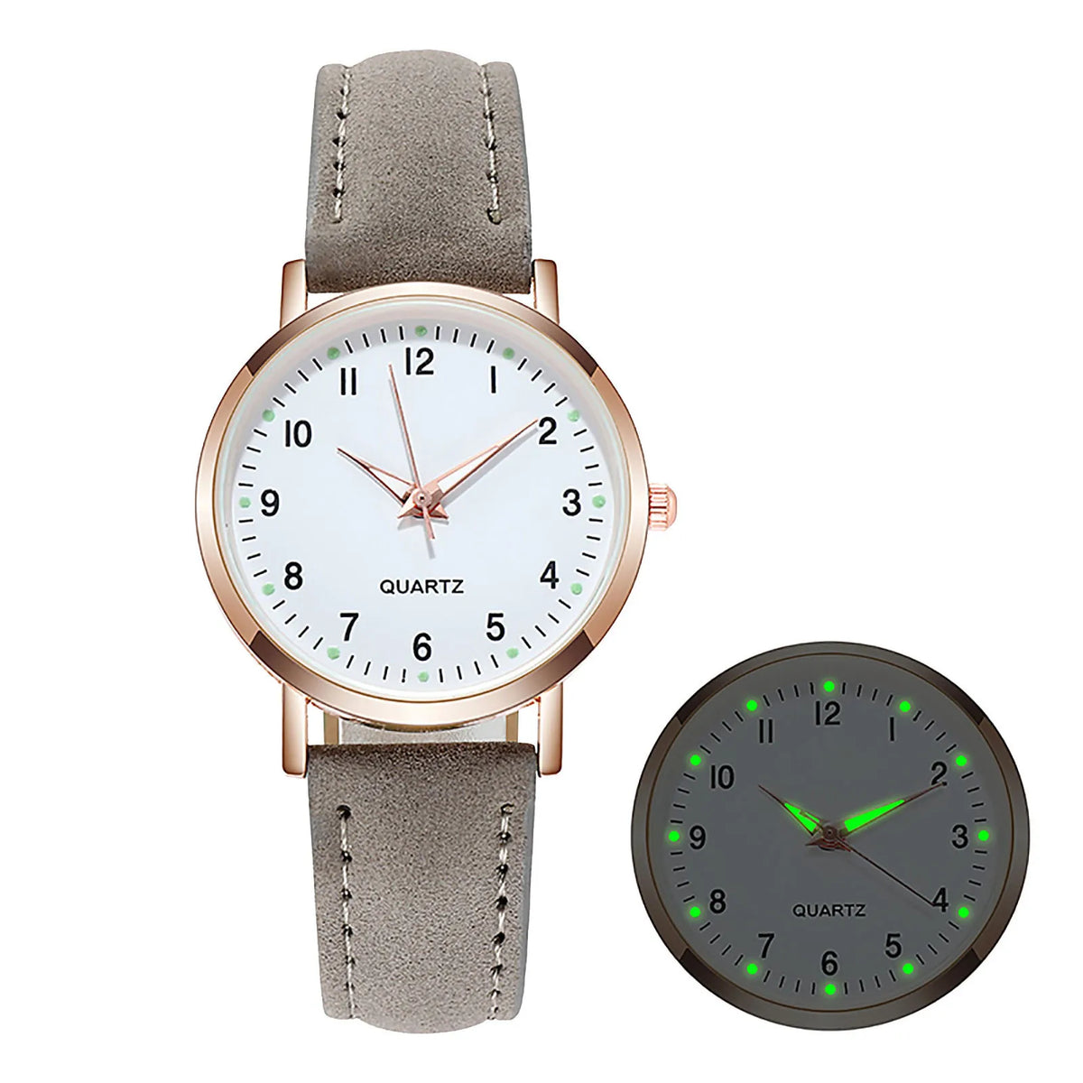 Aurajutt Diamond Luminous Leather Watch