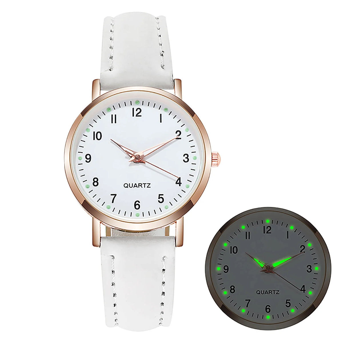 Aurajutt Diamond Luminous Leather Watch