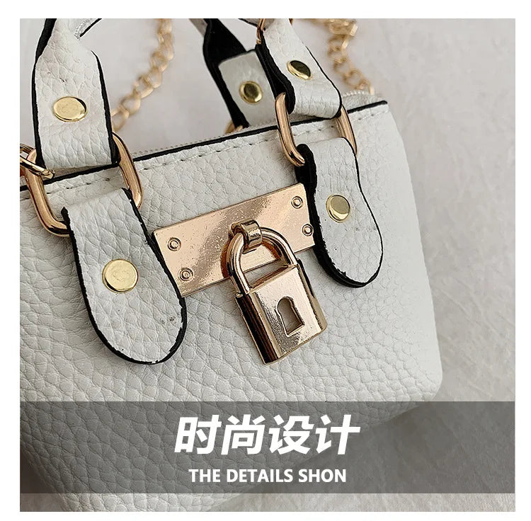 2026 Girls Hand-held Small Square Bag 2025 Summer New Classic Children Carrying One-shoulder Messenger Bag. Wallet Keychain