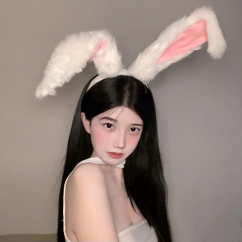 Girls Plush Long Rabbit Ear Hair Bands Headwear Headband Dress Accesorios Women Girl Cosplay Lolita Cosplay Hair Accessories