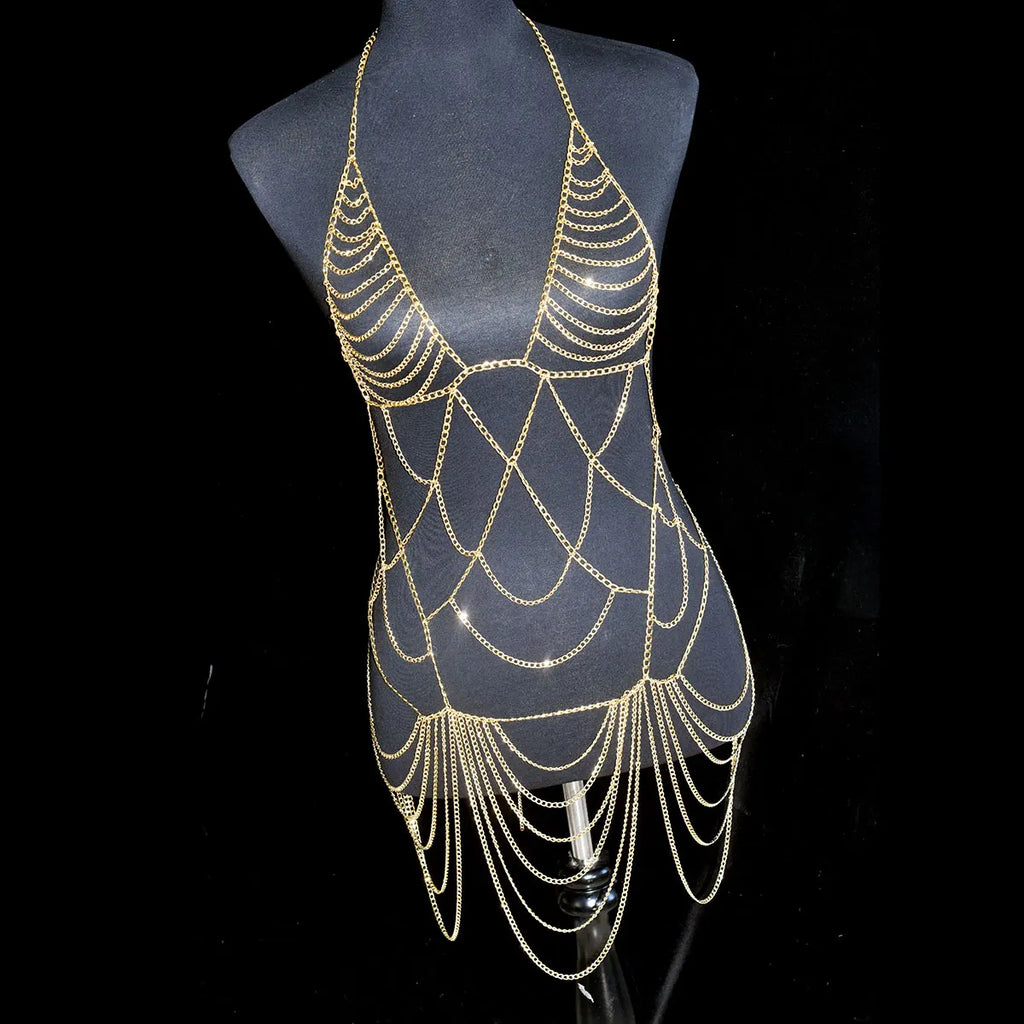 Metallic Body Chain Bra – Party & Nightclub Accessory