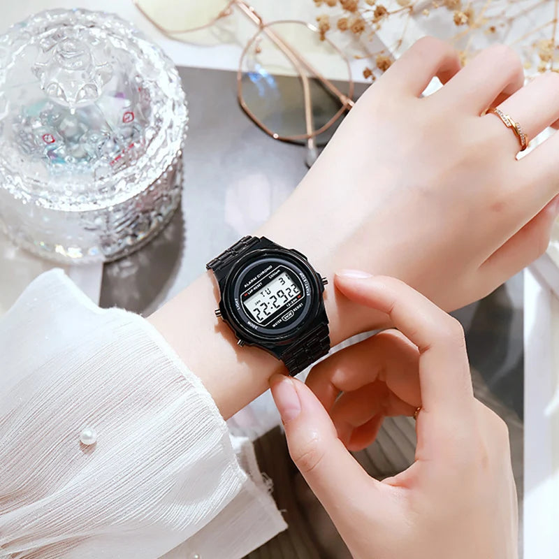 Light-luxury Women Watches Set Ladies Electronic Wristwatch with Bracelet Retro Style LED Digital Display Sports Clock