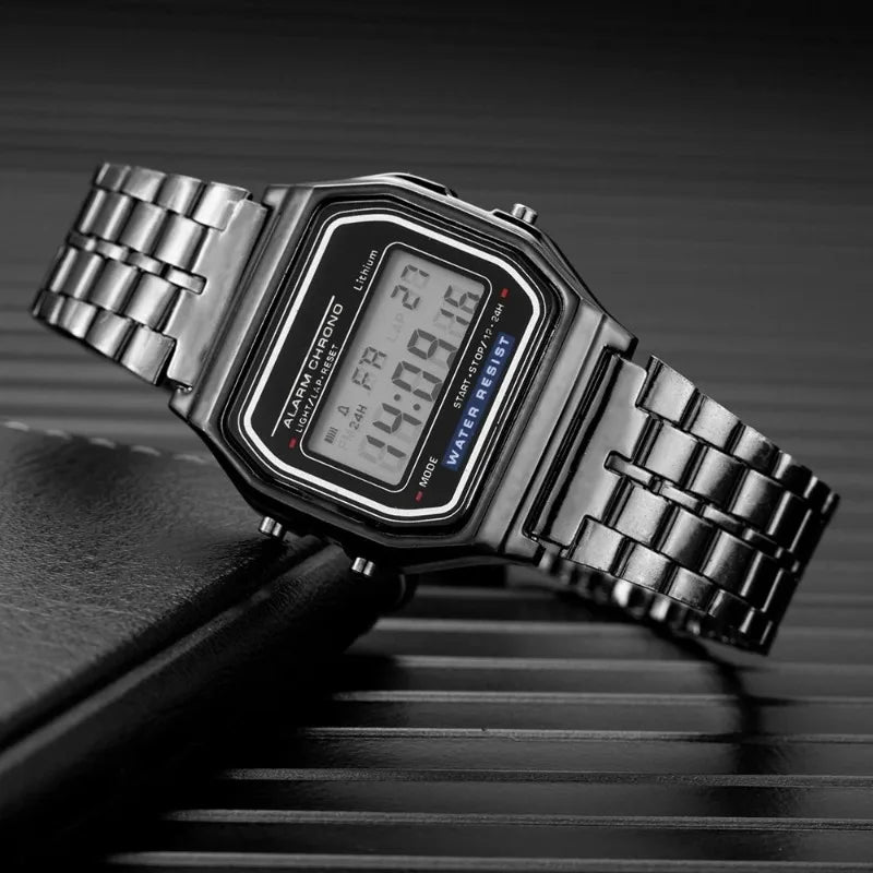 Aurajutt LED Digital Steel Watch