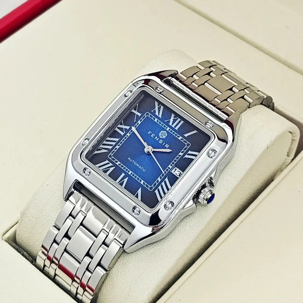 Luxury Business Watch for Men, Calendar Display, Stainless Steel Strap, High-End Luxury Small Square Men's Watch, Fashionable Business Casual Versatile Trendy Men's Wristwatch, the Best Gift for Him