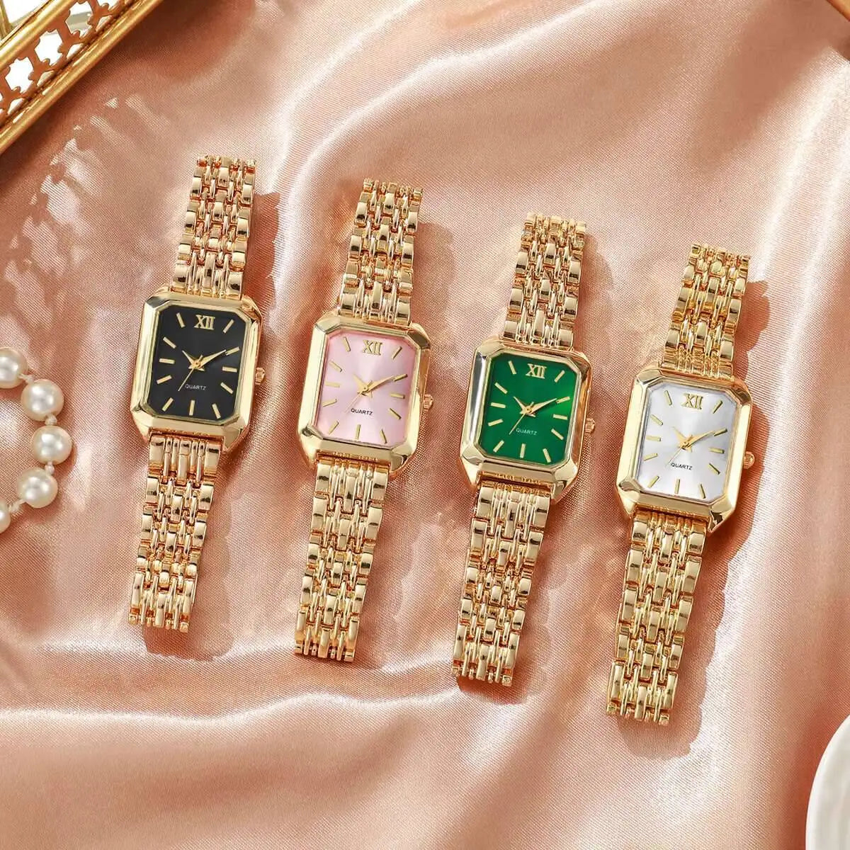 Aurajutt Rectangle Quartz Watch – Women's Elegant Alloy