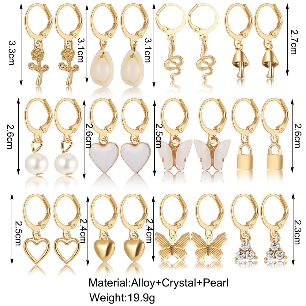 Heart Pearl Dangle Earrings – Gold Butterfly Lock Hoops