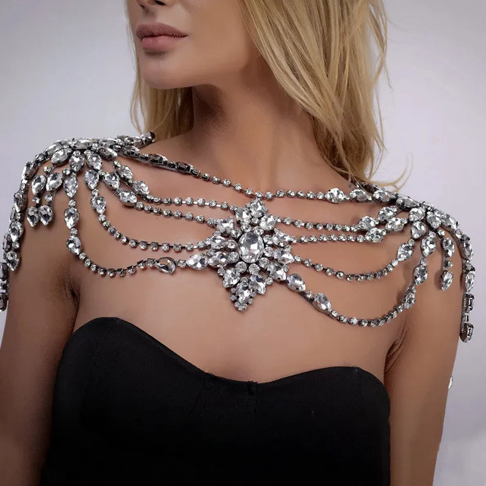 Crystal Bridal Shoulder Chain – Bead & Shawl Body Jewelry
