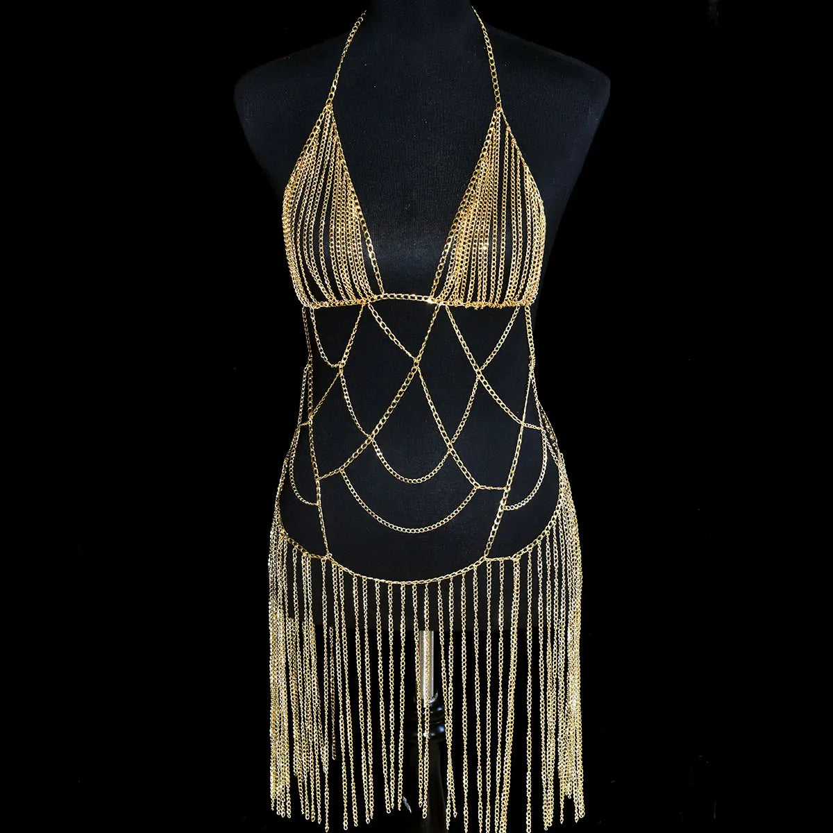 Metallic Body Chain Bra – Party & Nightclub Accessory