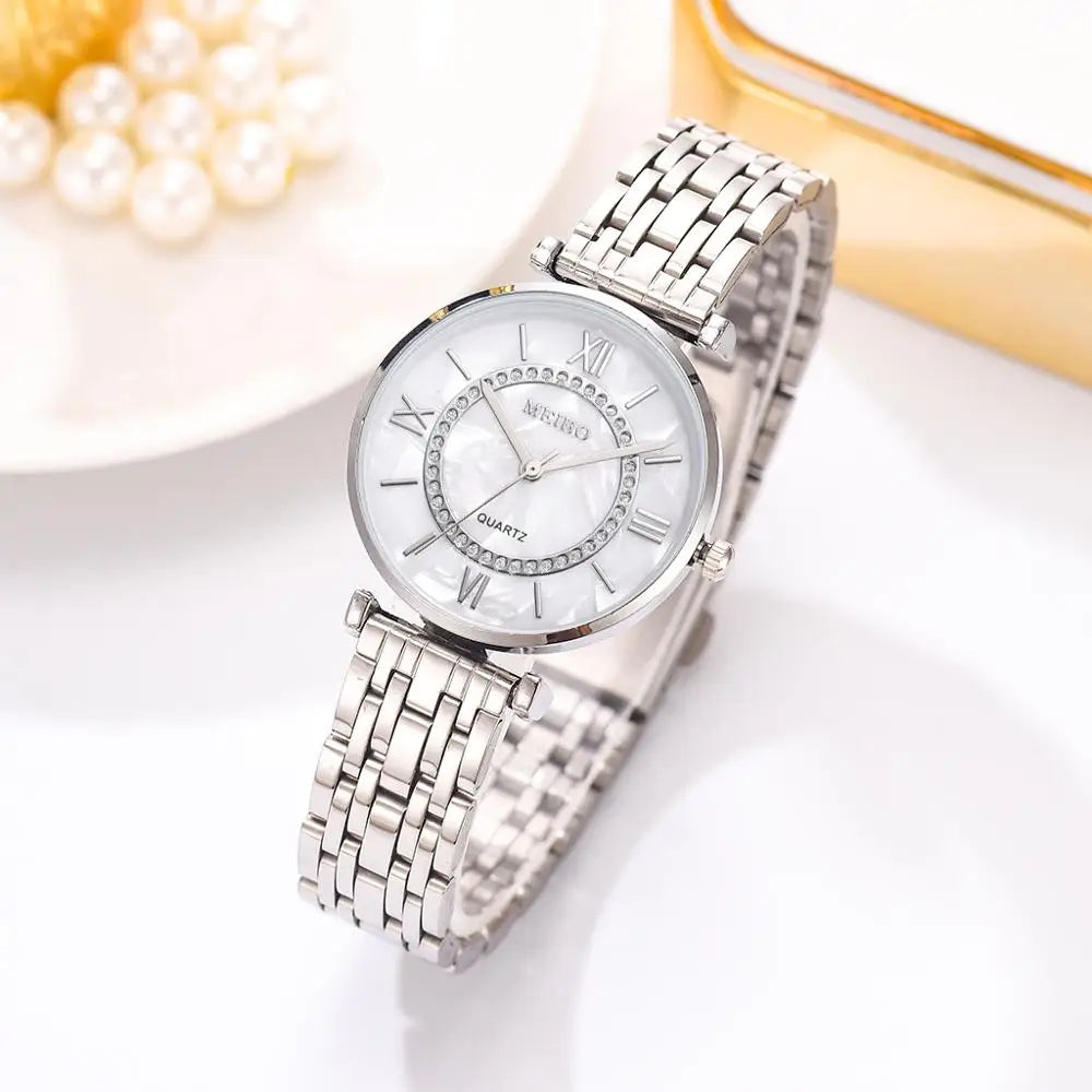 Aurajutt Crystal Diamond Bracelet Watch