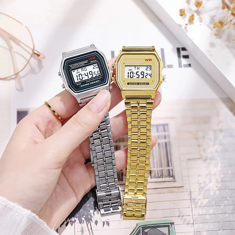 Aurajutt Rose Gold Digital Retro Watch