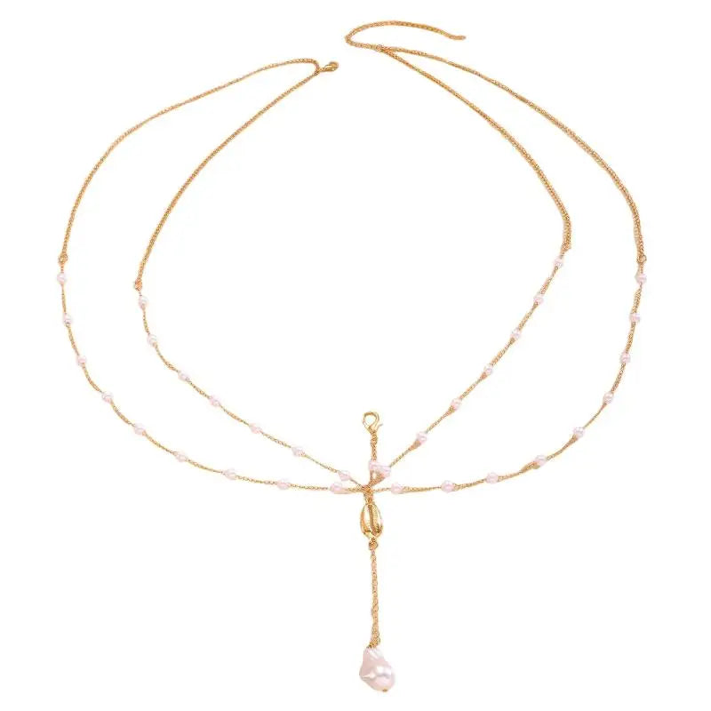 Boho Layered Pearl Waist Chain – Gold Body Jewelry