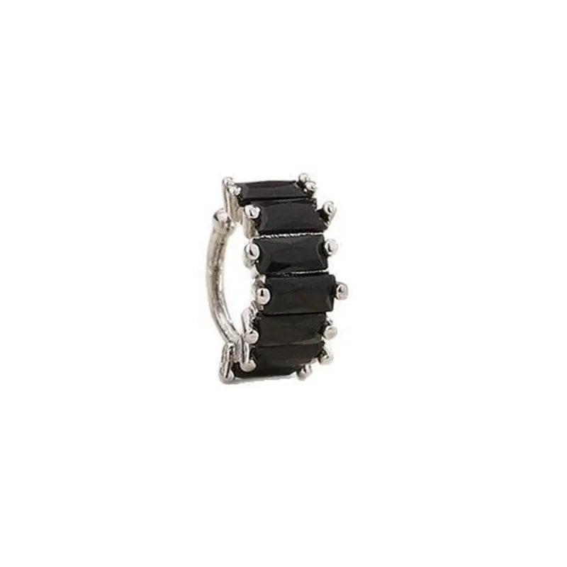 A Girl 1Pcs Irregular Square Zircon Ear Clip Earrings for Women Geometry Ear Cuff Party Fashion Silver Color Jewelry Gifts