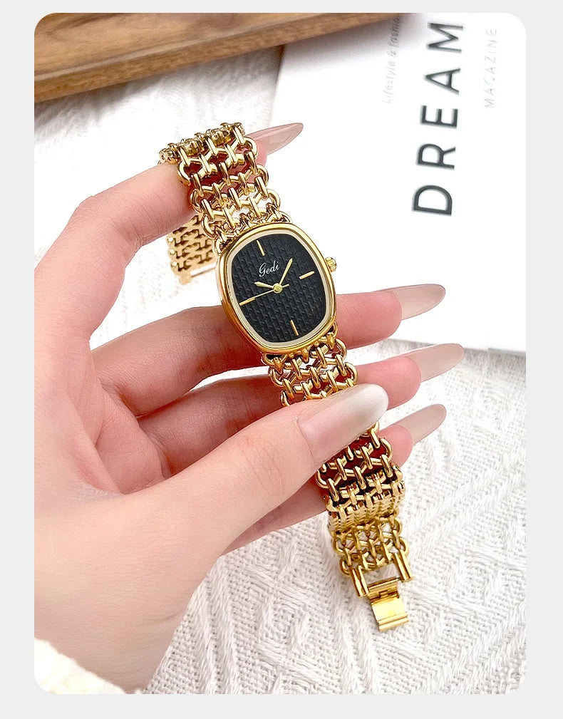 GEDI Brand Watches Light Luxury Bracelets Small Fragrance High-End Feeling Retro Waterproof Ladies Fashion Quartz Wristwatches