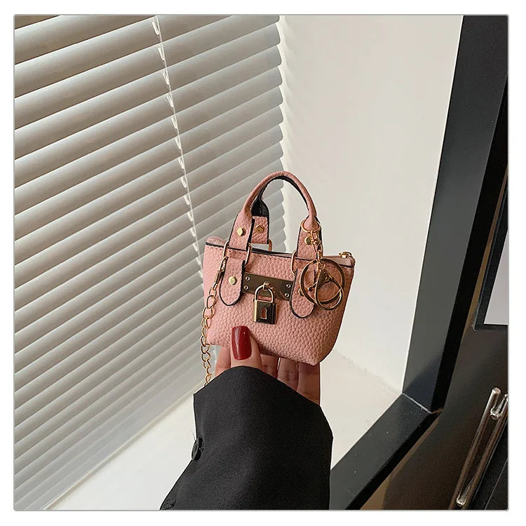 2026 Girls Hand-held Small Square Bag 2025 Summer New Classic Children Carrying One-shoulder Messenger Bag. Wallet Keychain
