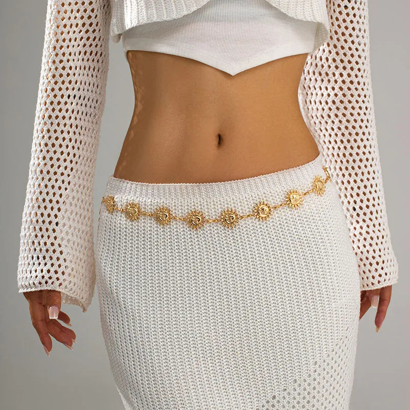 Boho Sun Waist Belly Chain – Adjustable Body Jewelry