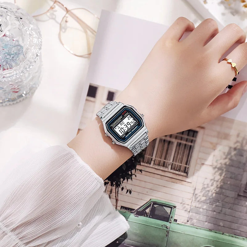 Aurajutt Rose Gold Digital Retro Watch