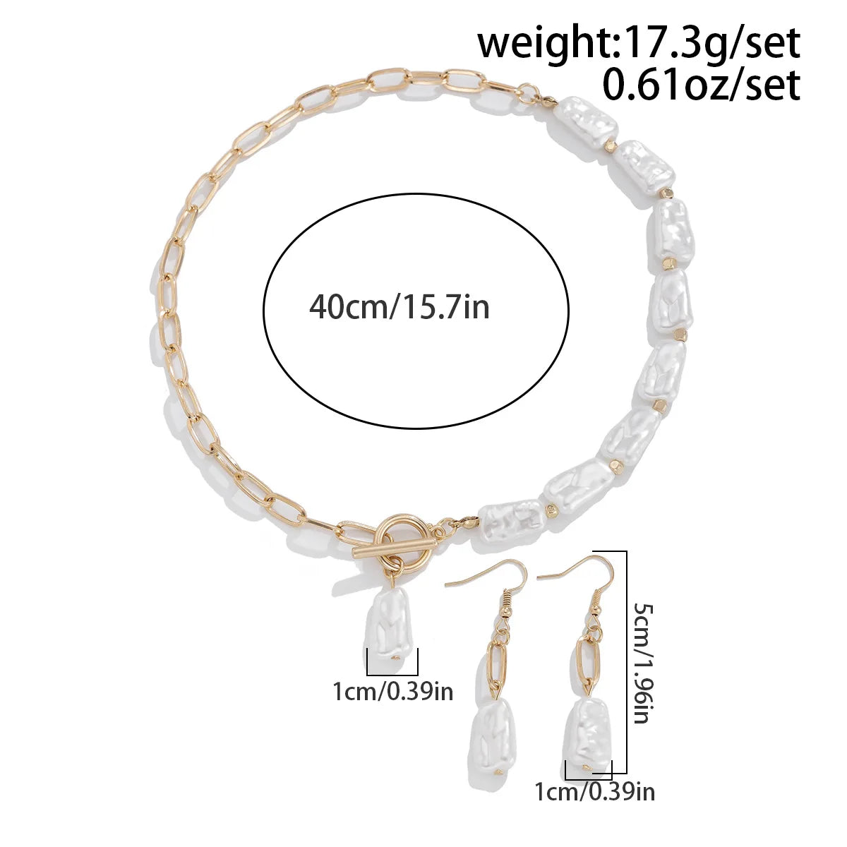 Boho Pearl Pendant Jewelry Set – Necklace, Earrings & Bracelet