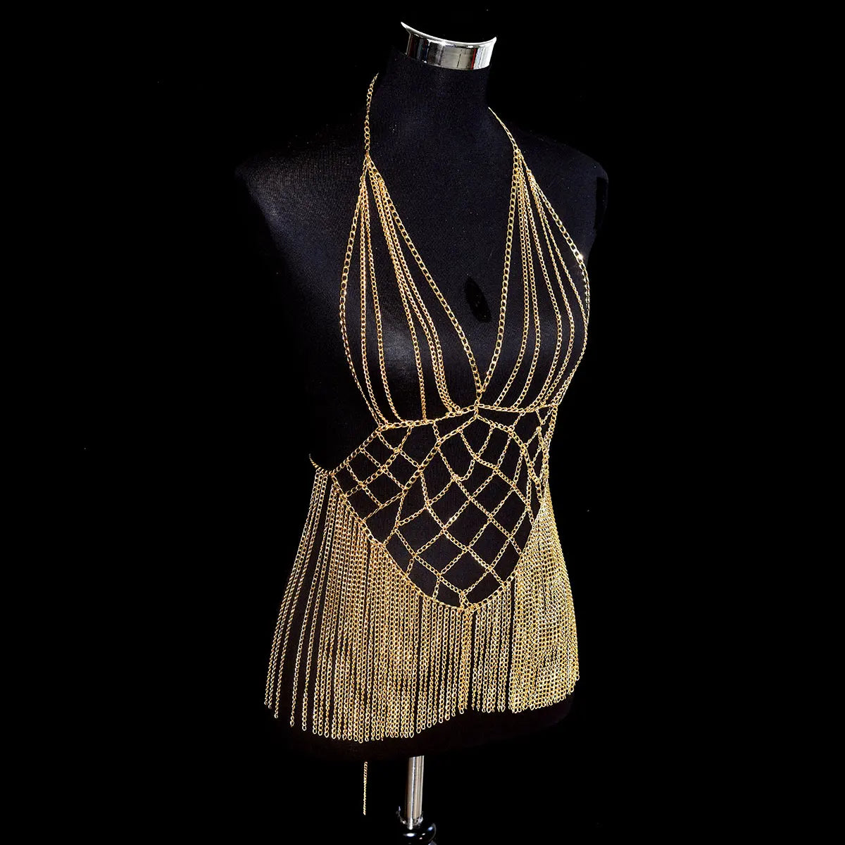 Metallic Body Chain Bra – Party & Nightclub Accessory