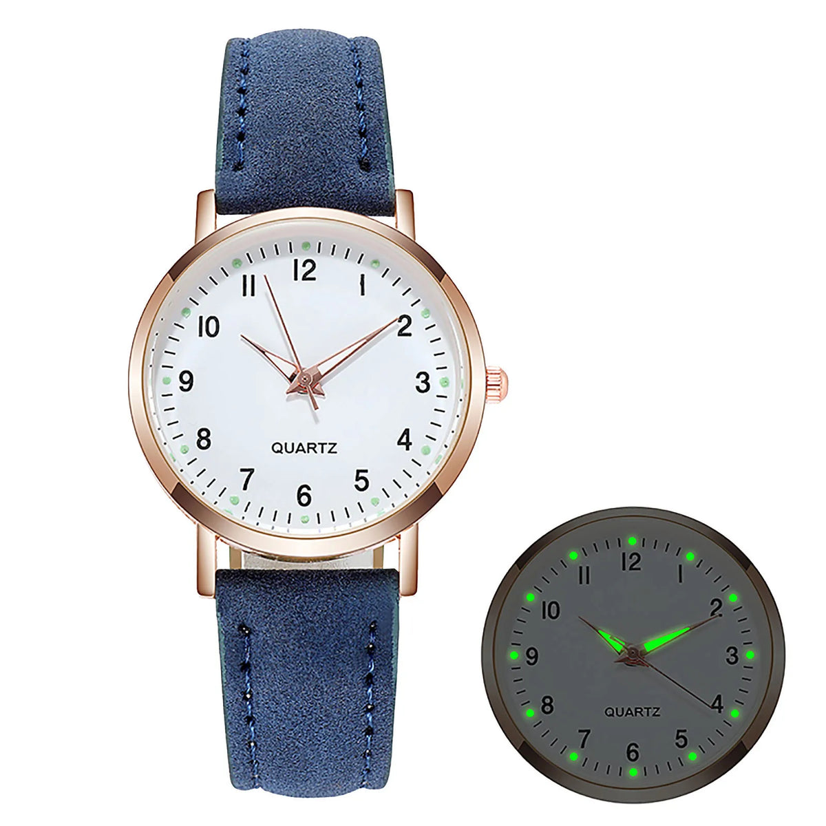 Aurajutt Diamond Luminous Leather Watch