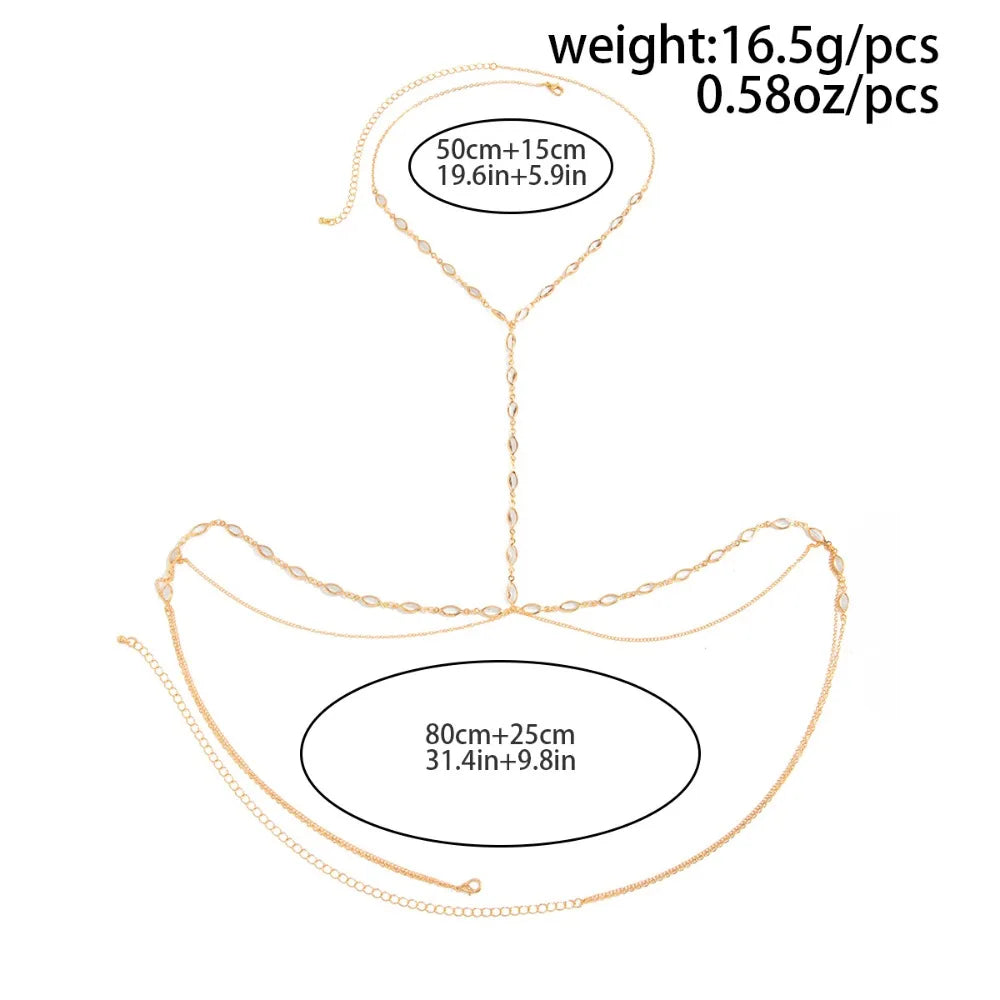 Marquise Crystal Layered Body Chain – Gold Beach Jewelry