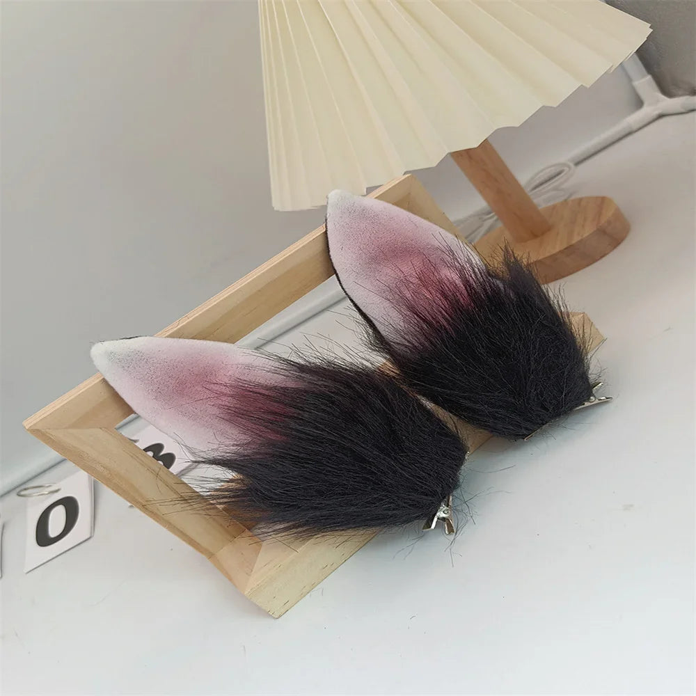 Cute Furry Bunny Ears Hair Clips Plush Rabbit Ear Duckbill Hairpin Barrettes For Girls Easter Halloween Cosplay Props Headress