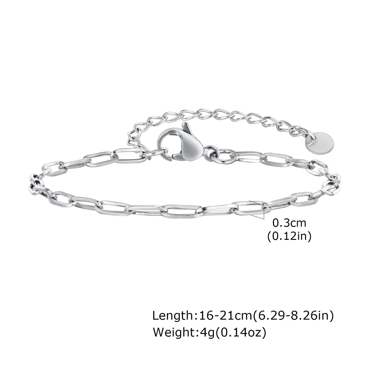 Women Chain Bracelet Silver Color, Stainless Steel Link Stackable Bracelets, Layered Waterproof Gifts