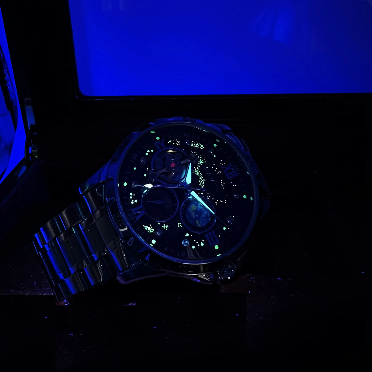 Luxury fully automatic mechanical men's watch with calendar, night light and waterproof, the first choice for gift giving