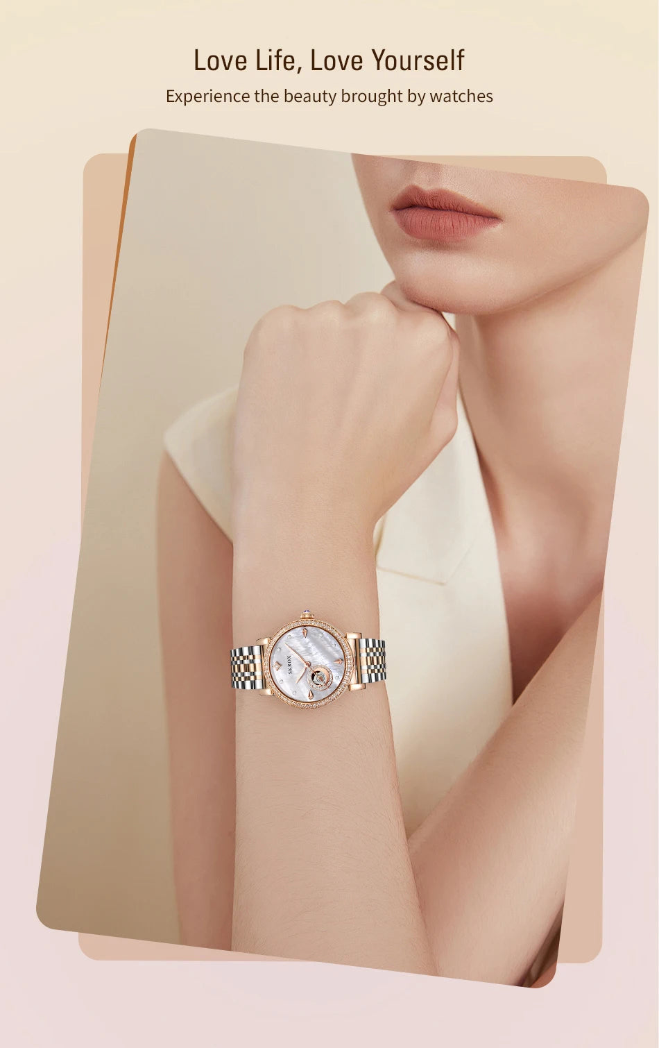 Aurajutt Rose Gold Diamond Automatic Watch