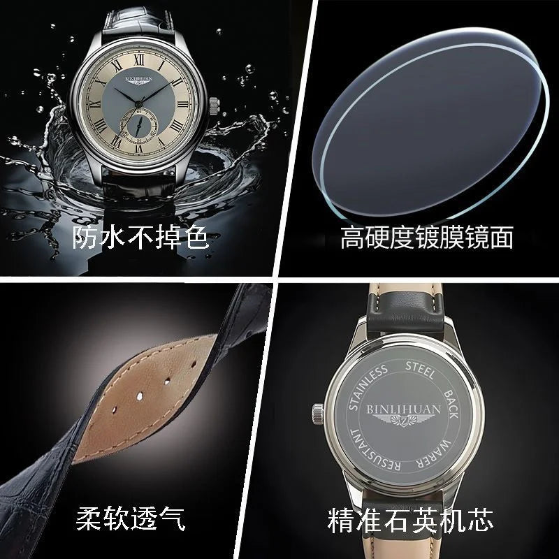 Luxury Business Men's Quartz Watch 2025 New Top Brand Waterproof Leather Strap Handsome Wristwatch for Men