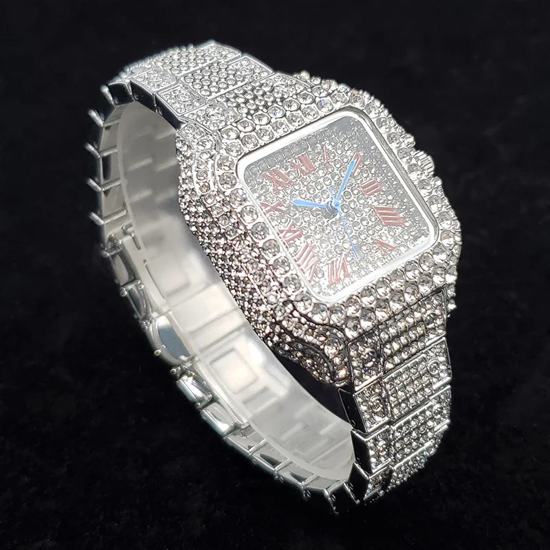 Aurajutt Iced Diamond Square Watch
