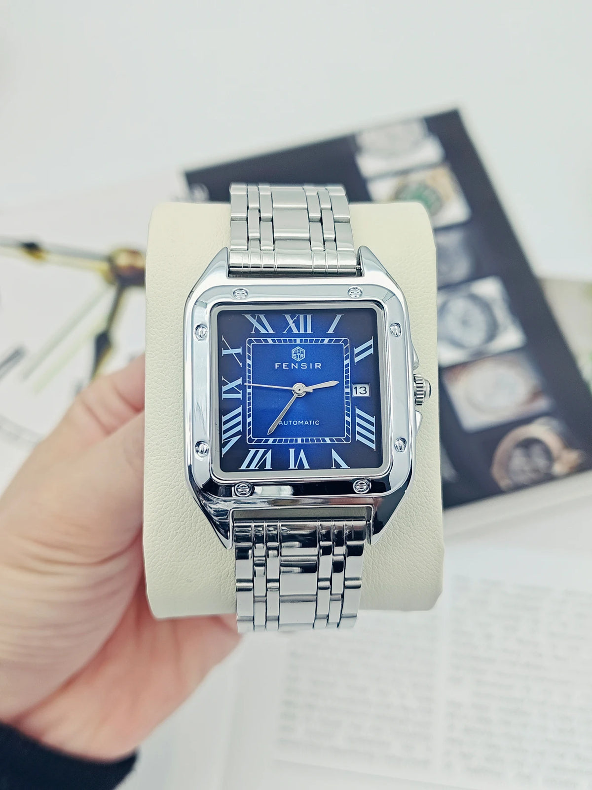Luxury Business Watch for Men, Calendar Display, Stainless Steel Strap, High-End Luxury Small Square Men's Watch, Fashionable Business Casual Versatile Trendy Men's Wristwatch, the Best Gift for Him