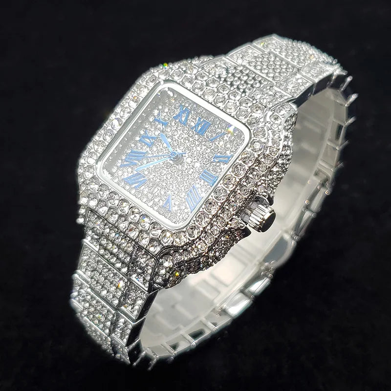 Aurajutt Iced Diamond Square Watch