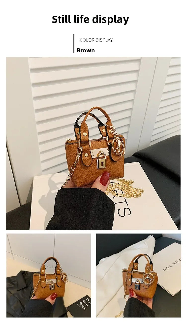 2026 Girls Hand-held Small Square Bag 2025 Summer New Classic Children Carrying One-shoulder Messenger Bag. Wallet Keychain