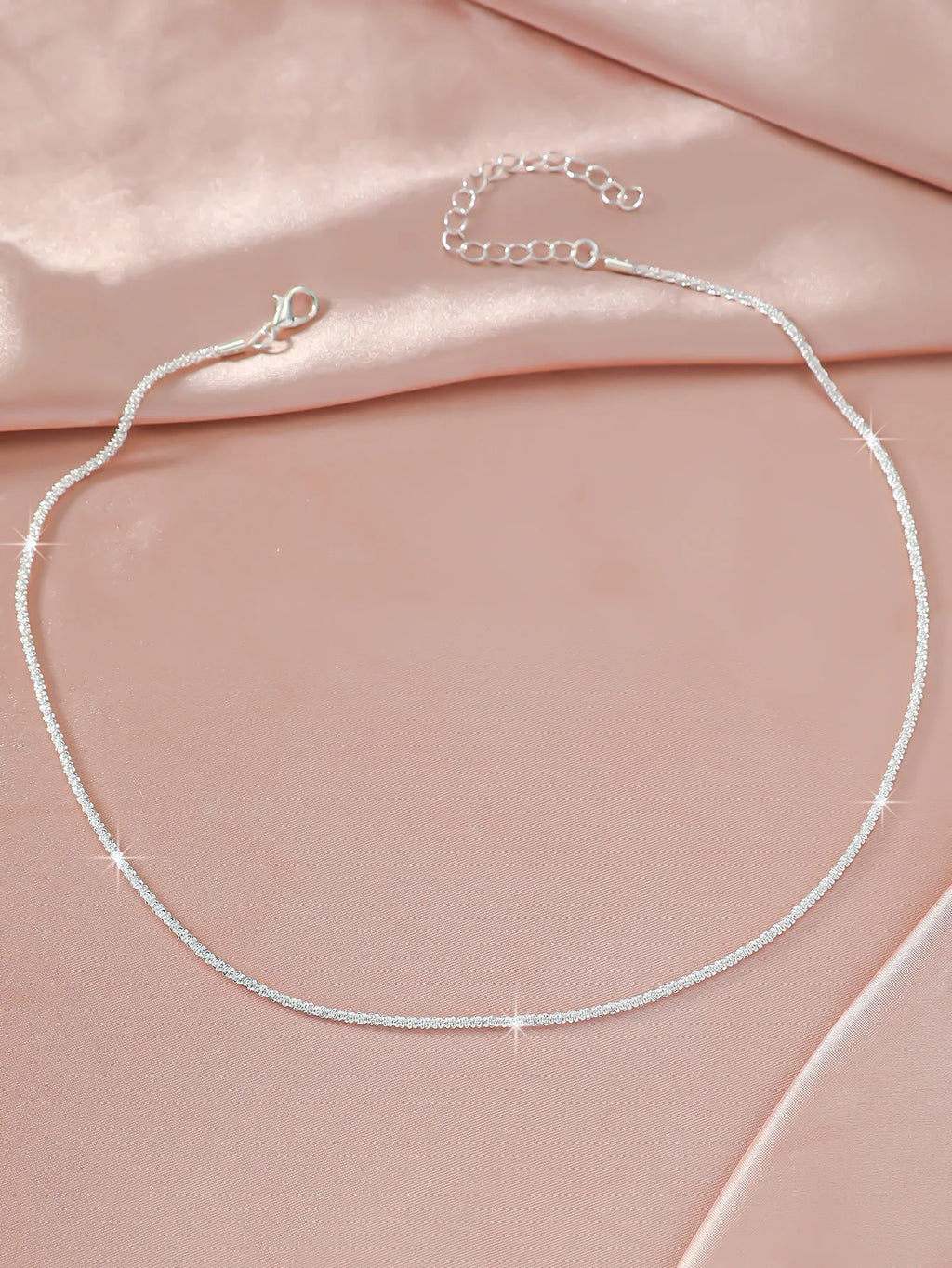 Sparkling Silver Clavicle Chain Choker Necklace